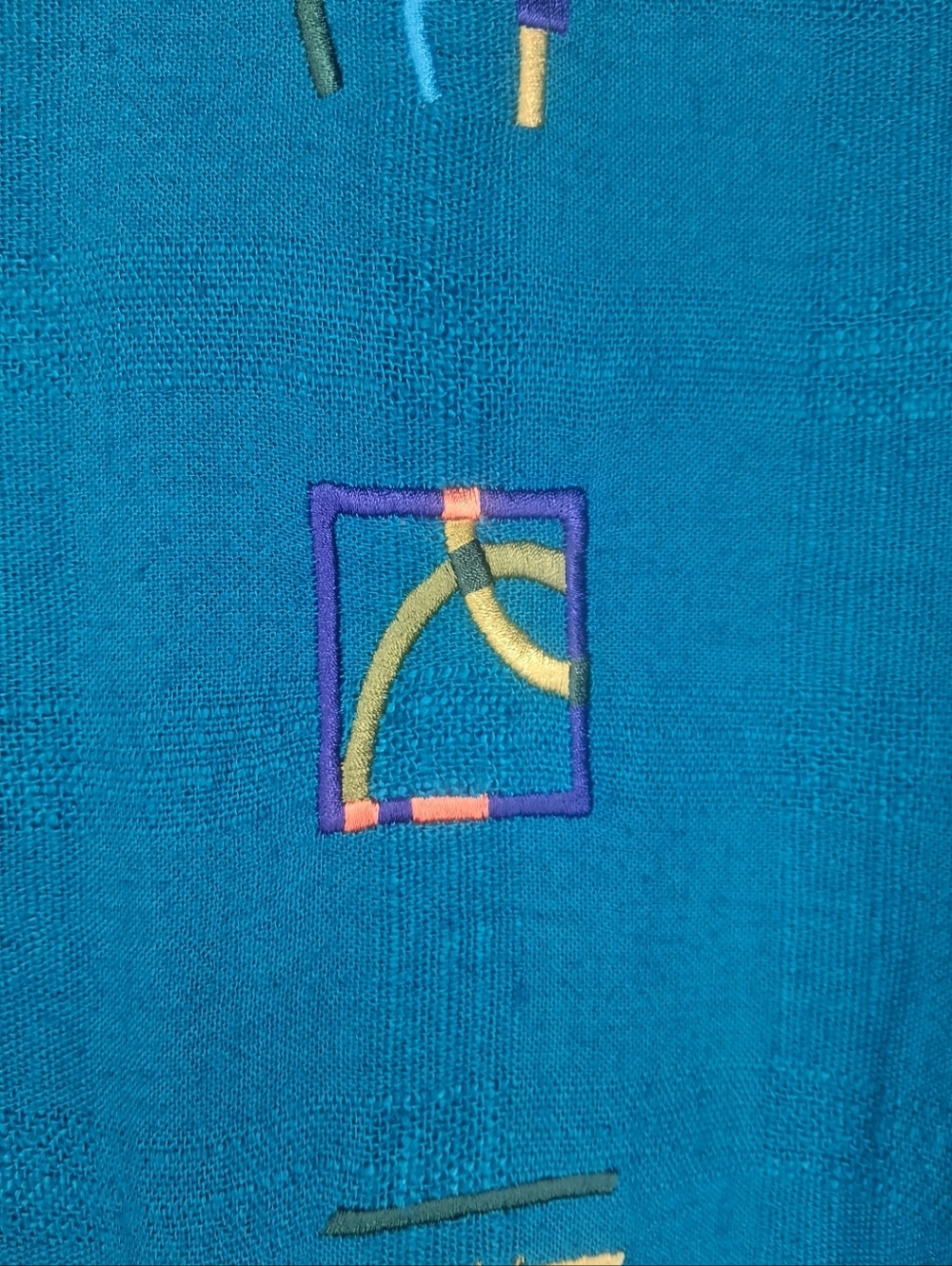 Vintage Nino Wong California Blouse Turquoise Blue Embroidered Detailed Size S - Picture 6 of 13